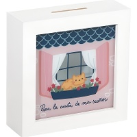 Salvadanaio a casetta con gattino