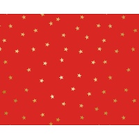 Carta da regalo rossa con stelle dorate di 2 x 0,70 m - 1 unità