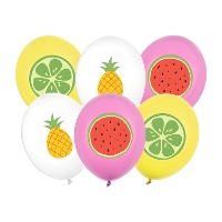 Palloncini in lattice a tema frutta tropicale 30 cm - 6 pezzi
