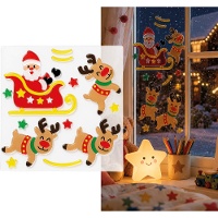 Decorazione adesiva in gel con Babbo Natale e slitta