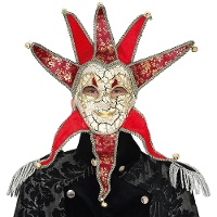 Maschera veneziana rossa e nera da uomo
