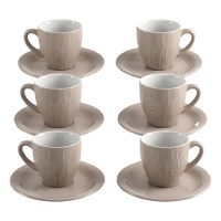 Tazza da caffè da 100 ml beige con foglie - Servizio per 6