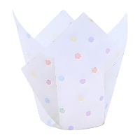 Capsule di carta in forma di tulipano per muffin con pois colorati - PME - 24 pezzi