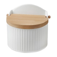 Saliera bianca con righe incise