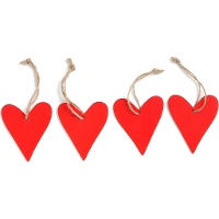 Ciondoli a forma di cuore in legno con laccio - 4 pezzi