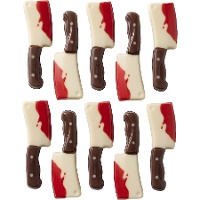 Figure di cioccolato bianco a forma di coltelli insanguinati - 10 pezzi