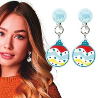 Orecchini a forma di palline di Natale blu - 1 coppia