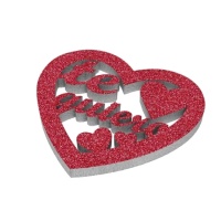 Figura polistirolo rossa glitter cuore Te Quiero 25 x 23,5 cm
