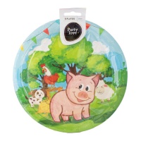 Piatti di animali da fattoria felici da 23 cm - 8 pezzi