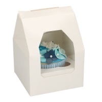 Scatola 1 cupcake bianca con finestra 9 x 9 x 13 cm - FunCakes - 5 unità