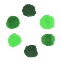 Pompon acrilici con tubo in 3 tonalità di verde 2,5 cm - Innspiro - 50 pz.
