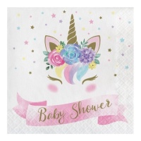 Tovaglioli Unicorno Incantato baby Shower da 16,5 x 16,5 cm - 16 unità