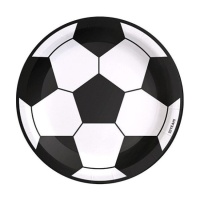 Piatti con pallone da calcio bianco e nero 18 cm - 8 pezzi.