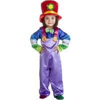 Costume da clown lilla con cappello per bambini