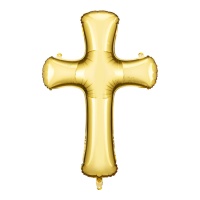 Palloncino a forma di croce dorata 91 x 63 cm - PartyDeco