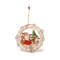 Decorazione in legno Babbo Natale con stelline da 15 cm