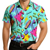 Camicia costume anni '80 stampata blu