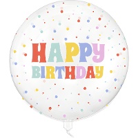 Palloncino Orbz trasparente «Happy Birthday» da 60 cm