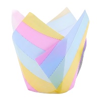 Capsule di carta a tulipano per muffin a righe arcobaleno - PME - 24 pezzi