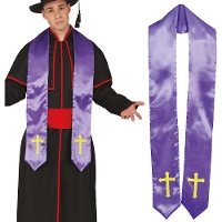 Stola sacerdotale viola con croci dorate