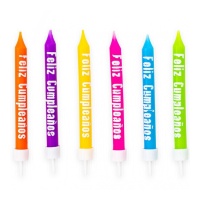 Candele colorate con Buon Compleanno - 12 unità