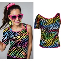 T-shirt zebra neon anni '80