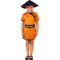 Costume da cinese rosso e giallo per bambina