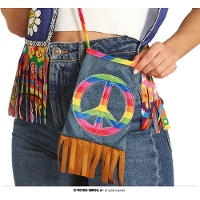 Borsa a tracolla hippie con frange e simbolo della pace