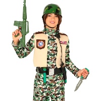 Cintura con accessori e casco da militare per bambini