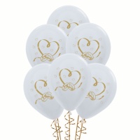 Palloncini in lattice satinato con fedi nuziali da 30 cm - Sempertex - 12 unità