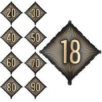 Palloncino Happy Birthday a rombo con numero 46 cm - 1 unità