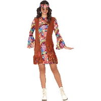 Costume da hippie anni '70 stampato per donna
