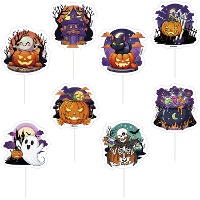 Decorazioni assortite con stecchino per cupcake di Halloween da 6 x 9 cm - Dekora - 48 pezzi