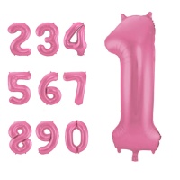 Palloncino numero rosa opaco da 86 cm - Folat