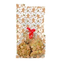 Sacchettini per caramelle trasparenti con omini pan di zenzero da 12,5 x 7 x 28,5 cm - Creative Party - 20 unità