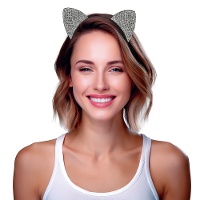 Cerchietto con orecchie da gatto e strass