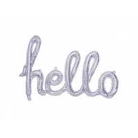 Palloncino olografico argento Hello letter 72 x 45 cm - PartyDeco