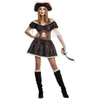 Costume da pirata nero e marrone per donna
