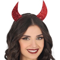 Diadema con corna rosso brillanti