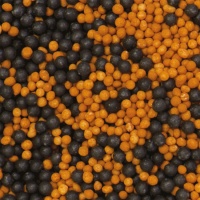 Sprinkles mini perle nere e arancioni da 100 g - Decora