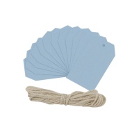 Etichette rettangolari carta kraft azzurra 3,3 x 7,6 cm - 12 unità