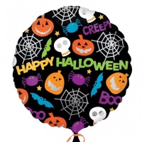 Palloncino rotondo con figure e messaggio di Happy Halloween di 46 cm - Anagram
