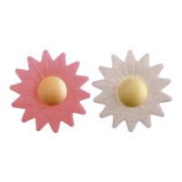 Cialde a fiore bianche e rosa 4,5 cm - Dekora - 100 pezzi