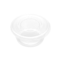 80 ml pentola per salse in plastica trasparente con coperchio - 50 pz.