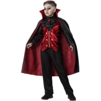 Costume da Conte Dracula rosso e nero per bambini