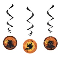 Spirali decorative luna piena di Halloween - 3 unità