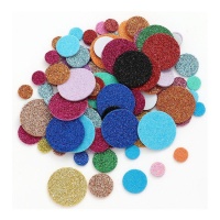 Cerchi adesivi di gomma eva con glitter