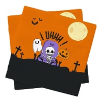 Tovaglioli arancioni con motivi di cimitero 16,5 x 16,5 cm - 20 pezzi
