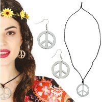 Collana e orecchini hippie argentati