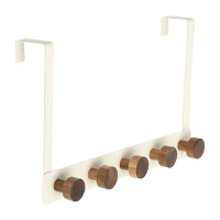 Appendiabiti sovraporta 5 pomoli crema in acacia